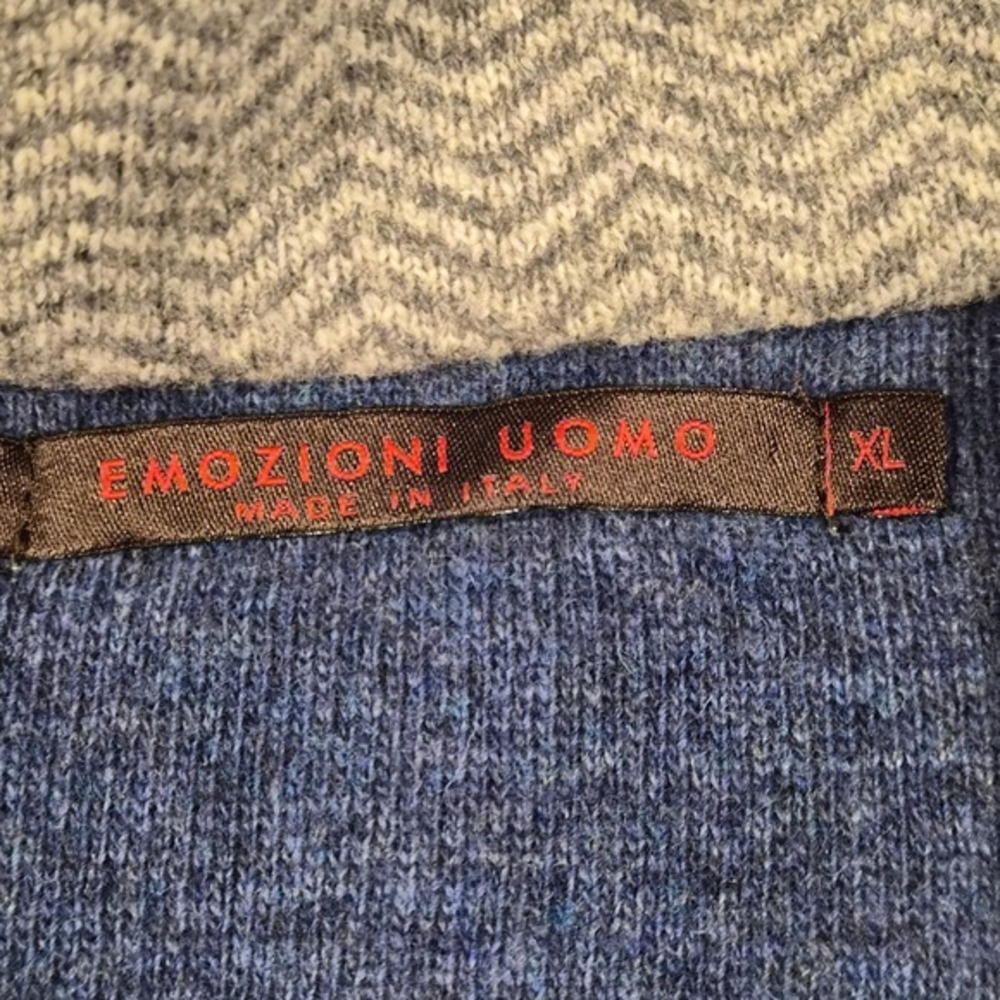 Emozioni Uomo Italy Wool Herringbone Knit Blazer Jacket Gray Blue Mens XL - Picture 3 of 10